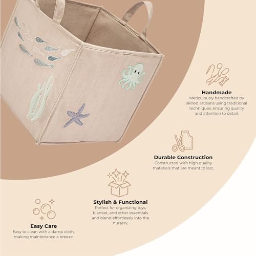 Crane Baby Fabric Nursery Storage Basket, Toy Storage, Sea Life Theme, Toy - Image 2