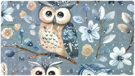 Shower Mat Non Slip 26.8 x 15.1 Inches, Owls Florals Bathtub Mat Shower Stall by Anna+Cowper