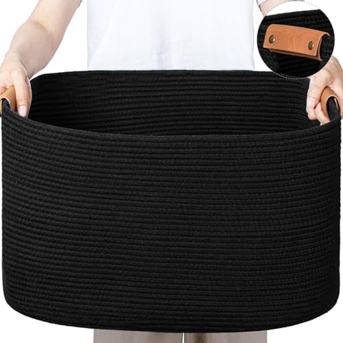 danpinera Large Woven Basket, 108 L Blanket Basket by danpinera