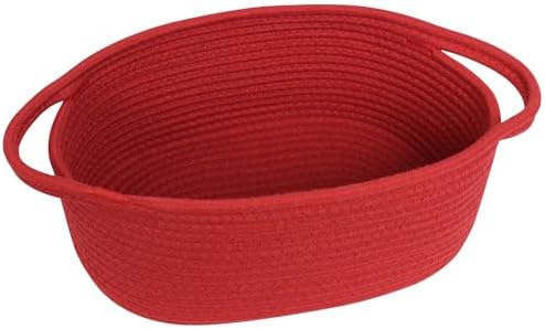 MEGASKET Red Woven Basket, Cute Cotton Rope Cat Dog Toy Bin Box, Small Woven Bin by MEGASKET