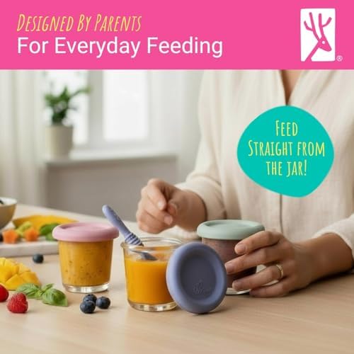 Elk and Friends Baby 4oz Borosilicate Glass Food Storage Jars | 12pk - Image 4