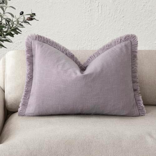 Foindtower Decorative Linen Fringe Lumbar Throw Pillow Covers Boho Farmhouse by Foindtower