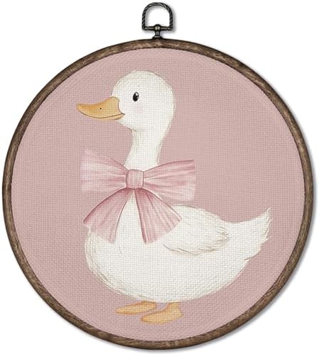 GWFSJYU Coquette Pink Duck Framed Wall Art, Duck Nursery Decor, Cute Ducks by Unknown