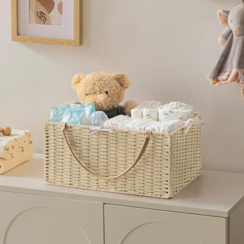 HBlife Baby Diaper Caddy Organizer, Paper Rope Storage Baskets Nursery Bin - Image 4