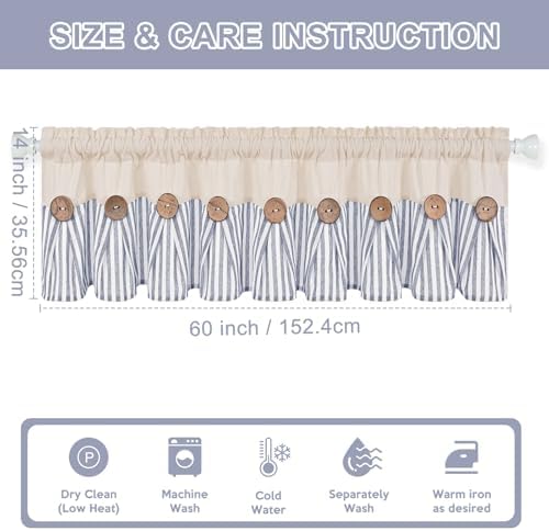 ASPMIZ Farmhouse Valances for Windows, 60x14 Inches, 1 Panel - Image 2