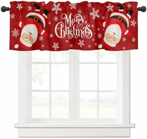 Vandarllin Red Merry Christmas Valance Curtains by VandarllinHomeKitchenDecor