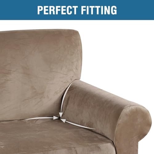 H.VERSAILTEX Stretch Velvet Armchair Cover Couch Covers 1 Cushion Chair - Image 4