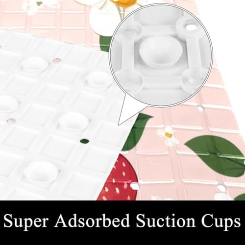 Bathtub Mat Non Slip 26.8x15.1In, Daisy Strawberry Bath Mat - Image 3