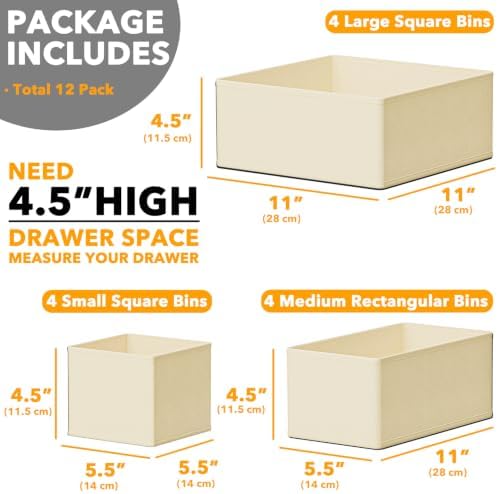SpaceAid Drawer Organizer Clothes, 12 Pack Dresser Organizer Bins - Image 6