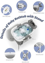 Baby Bathtub with Stand, Foldable Metal Standing Baby Bath Tub, 3-in-1 - Image 5