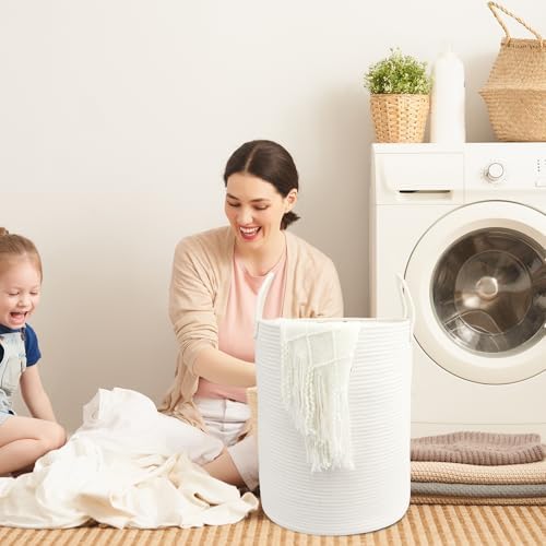 Woven Cotton Rope Laundry Basket - Image 4