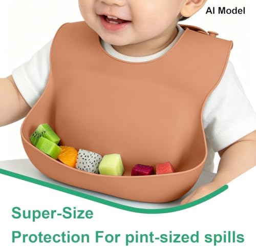 Set of 3 Silicone Bibs for Babies Toddler, Soft Adjustable Bibs for Baby Girl - Image 3