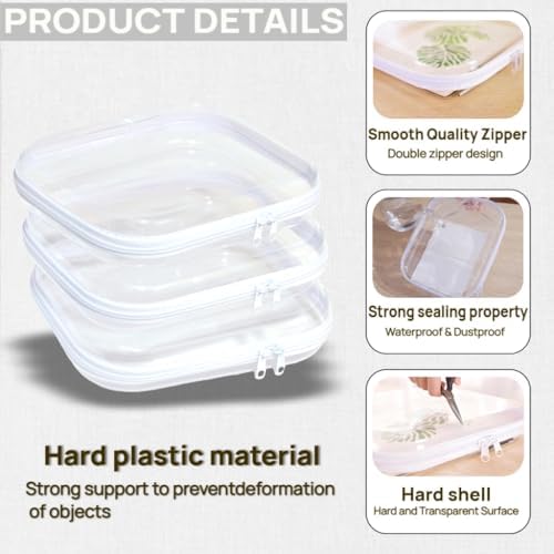 3PCS Clear Hard Plastic Zipper Case, Double Zippers Hard Pouch, Portable Travel - Image 3