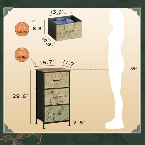 WLIVE Small Dresser Nightstand for Bedroom, 3 Drawers - Image 3
