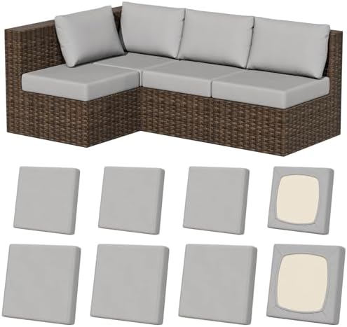 8Pcs Outdoor Cushion Covers, Stretch Patio Furniture Couch Chair Slipcovers by VORSHAPE