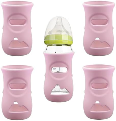 4 Pack Silicone Sleeves for 8 OZ Avent Natural Glass Baby Bottles by QinSuiKai