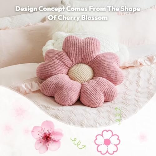 Sioloc Pink Flower Pillow, Decorative Throw Pillow - Image 6