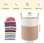 OIAHOMY 80L Nursery Hamper Laundry Basket Laundry Hamper Brown/White - Image 2