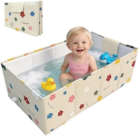 Baby Bathtub, 5-Layer Anti-Tear Foldable Toddler Bath Tub by COBOPANDA