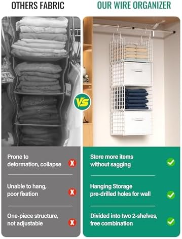 Hanging Closet Organizer with Drawers, 4 Tier Metal Closet Organizers and - Image 4
