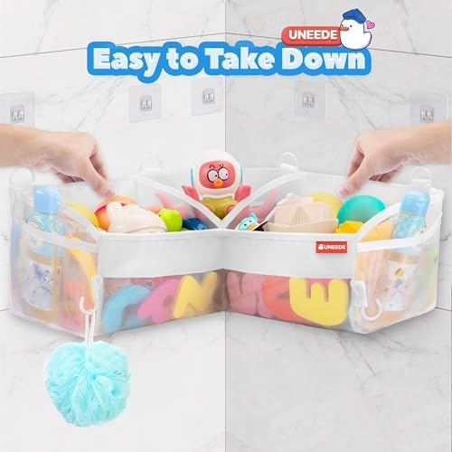 UNEEDE Bath Toy Storage 3 Compartment Corner Bath Toy Storage Organizer - Image 7