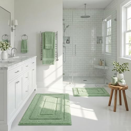 GRANNY SAYS Green Bathroom Rugs Set 2 Piece, Soft Microfiber Bath Mats - Image 5