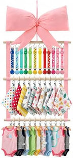 Sliner Pink Bow Baby Organizer for Girls, 3 Tier Bibs Pacifier Holder by Sliner