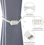 BEL AVENIR Magnetic Jute Curtain Tiebacks 2 Pack Hand-Woven Curtain Ties - Image 3