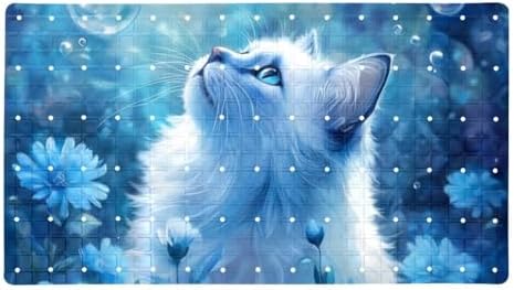 Shower Mat Non Slip 26.8 x 15.1 Inches, Cat Flower Bathtub Mat Shower Stall Mats by Anna+Cowper