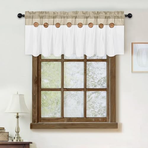 FRAMICS Farmhouse Valance Curtains, Boho Cotton Linen Kitchen Valance, Rustic - Image 3