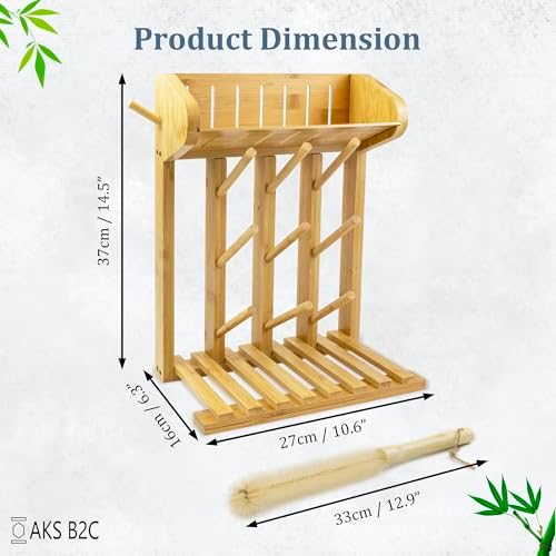 Bamboo Baby Bottle Drying Rack, Vertical Space Saving Kitchen Organizer - Image 4