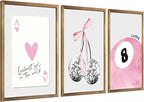 JBZZD Pink Coquette Canvas Wall Art Set of 3 Trendy Preppy Disco 8 Ball Cherry by JBZDD