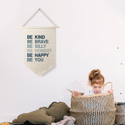 Qpenm Be Kind Be Brave Inspirational Boy Hanging Wall Canvas Banner - Image 3