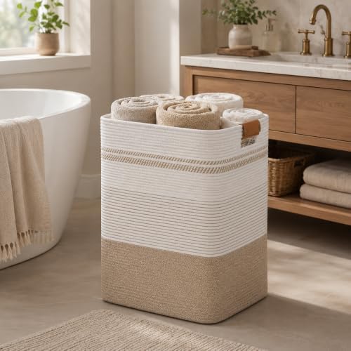 Laundry Hamper, Cotton Rope Laundry Basket - Image 6
