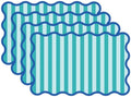 JarThenaAMCS 60 Pcs Blue Green Striped Paper Placemats Scalloped Edge Table by JarThenaAMCS