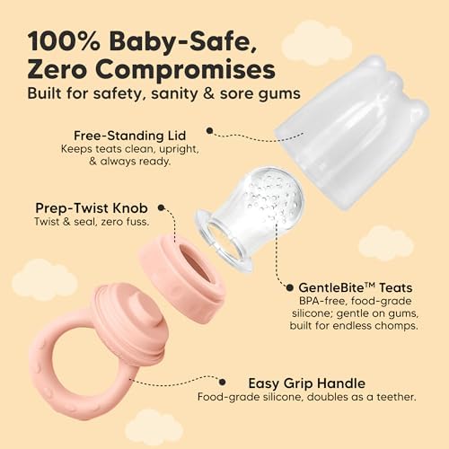 KeaBabies Baby Fruit Feeder 2pk, Silicone Baby Food Feeder - Image 3