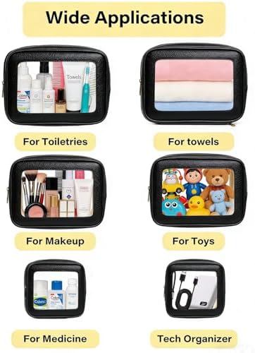 3Pcs Clear Makeup Bag Set for Women, Waterproof Travel Clear Makeup Bag Small - Image 5
