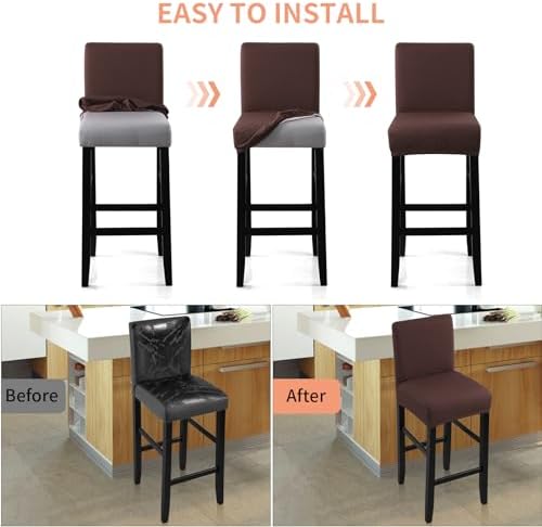 Fuloon Waterproof Barstool Covers Chair Slipcovers, 4 Pack - Image 6
