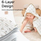 Yoofoss Hooded Baby Bath Towels 2 Pack 100% Muslin Organic Cotton - Image 3