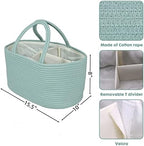 XUANGUO Large Cotton Rope Baby Diaper Caddy Organizer Basket Light Green - Image 3