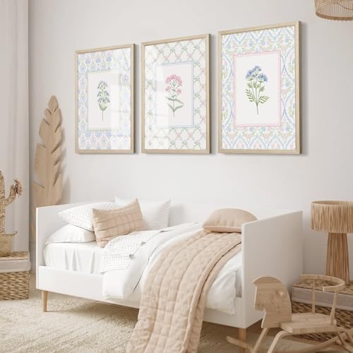 Wildflower Nursery Wall Art Decor Baby Girl Room Canvas Prints Pastel Floral - Image 5