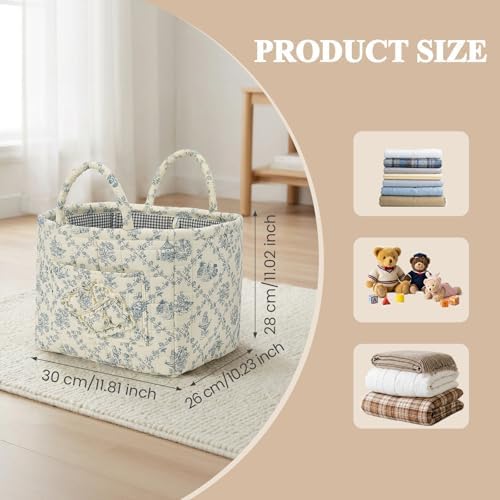 Floral Fabric Storage Basket Car Interior Storage Basket Underwear Sundries - Image 6
