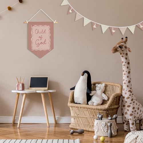 Girl Nursery Decor, Child of God Bible Verse Wall Pennants Banners - Image 3