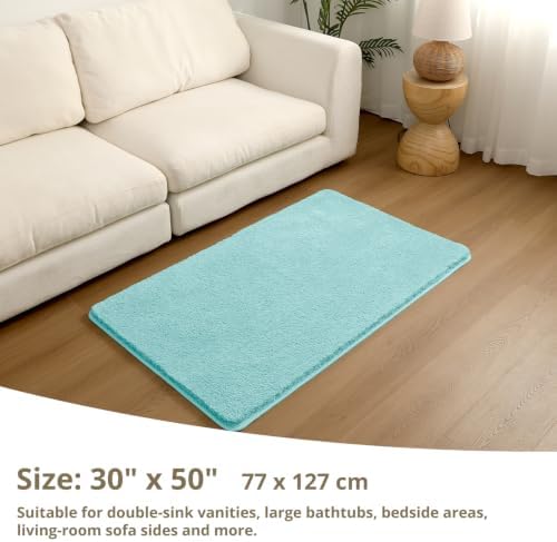 Polyester Bathroom Rug 30"x50" Aqua Haze, Large Soft Bath Mat - Image 2