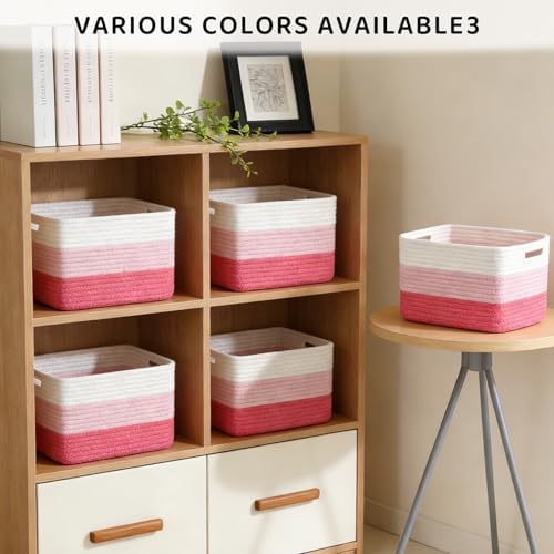 4 Pack Storage Baskets for Organizing, and Clothes, Cotton Rope Basket for - Image 4