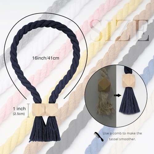 NICEEC 2 Pack Wooden Polyhedron Magnetic Curtain Tiebacks Boho Home Decor Drape - Image 4