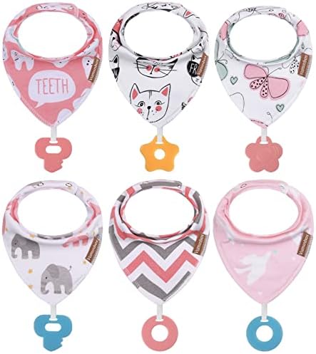 Baby Bandana Drool Bibs 6-Pack and Teething Toys 6-Pack Made by vuminbox
