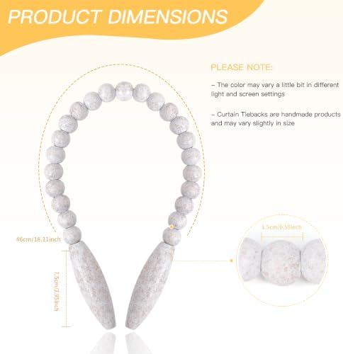 Wood Bead Curtain Tiebacks 2 Pack, Curtain Holdbacks - Image 5