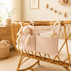 Personalized Hanging Crib Organizer Cotton Muslin Diaper Caddy - Image 3