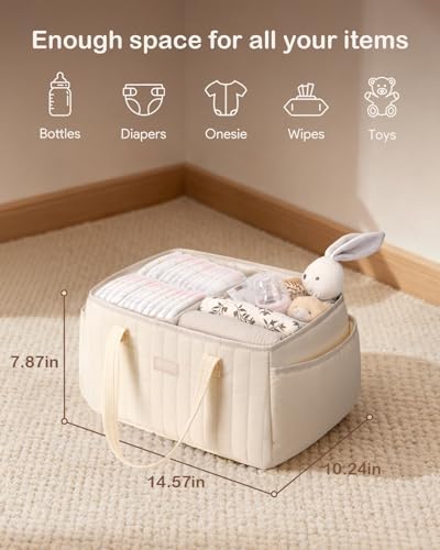 Baby Diaper Caddy Organizer for Wipes, Diapers Storage Basket - Image 2